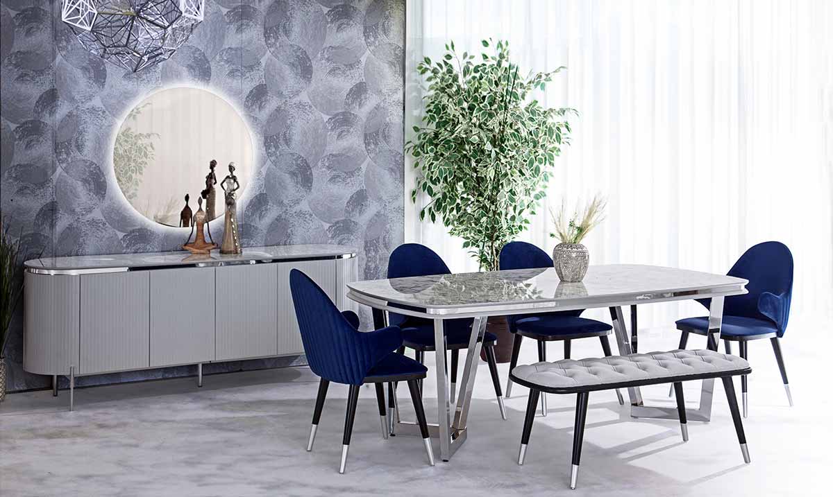 Tesla Metal Leg Sis Grisi Dining Room Set