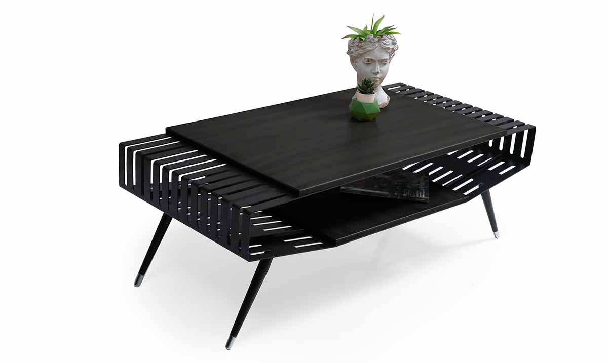 Zeus Black Coffee Table (Metal Leg)