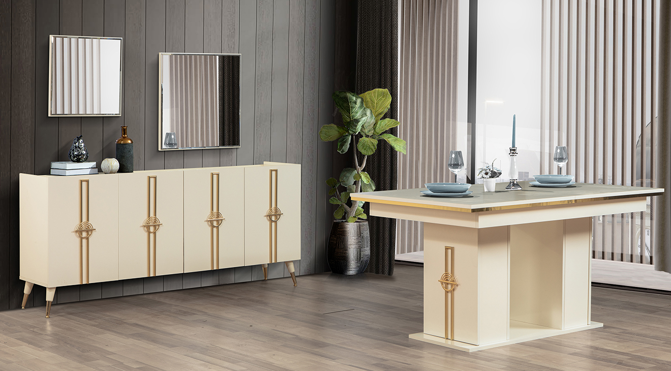 Ege Moonstone Gold Dining Room Set