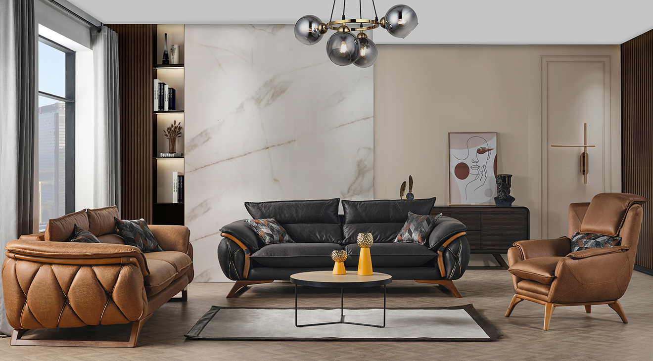 Elit Wooden Leg Modern Sofa Set