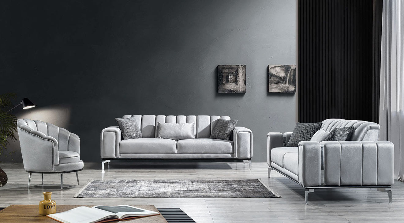 Eva Metal Leg Sofa Set
