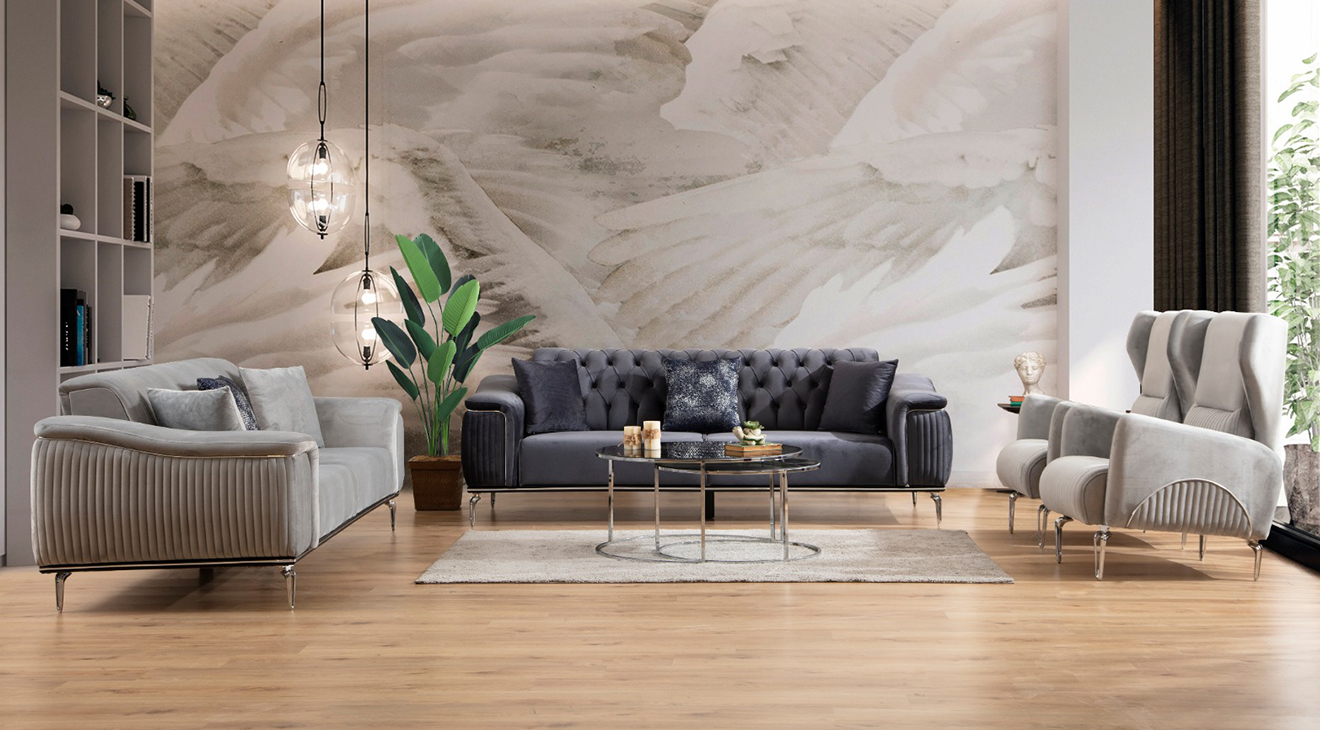 Favorite Metal Leg Sofa Set