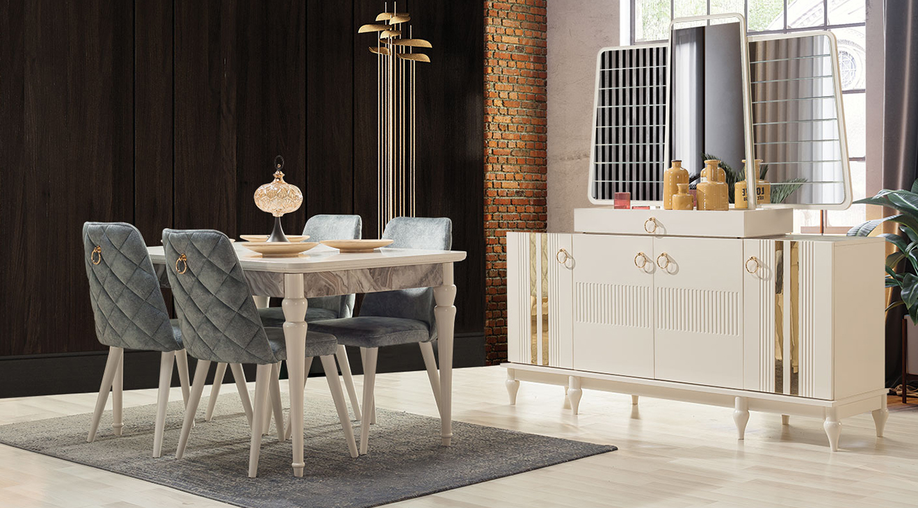 Gloria Cream Color Dining Room Set