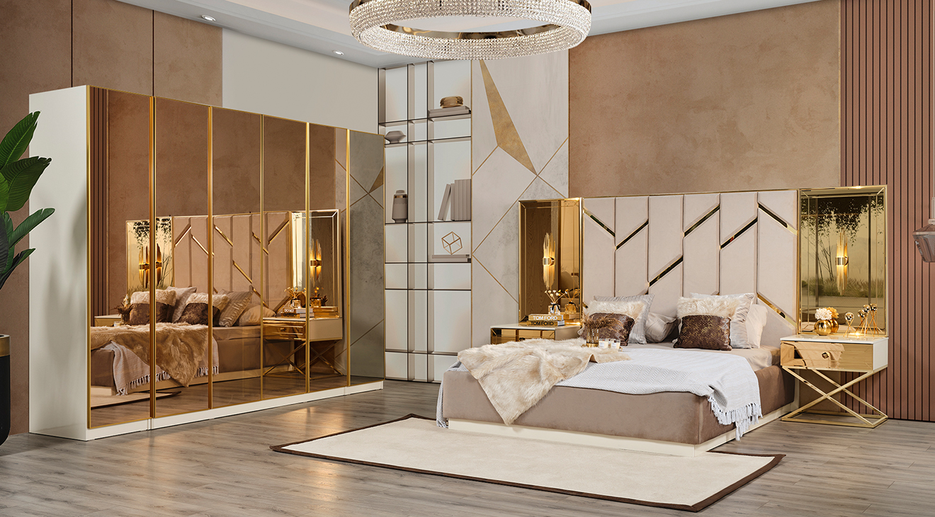 Gold 6 Door Bedroom Set
