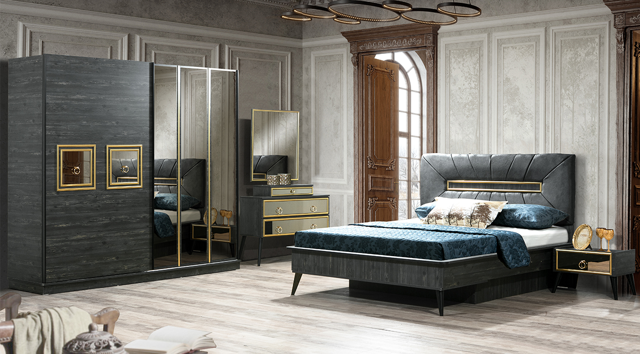 Gold Art Deco Bedroom Set (Rebab)