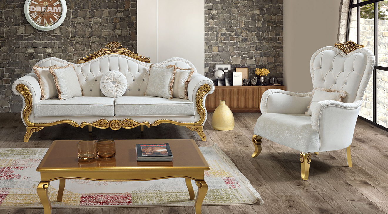 Gold Avangard Sofa Set