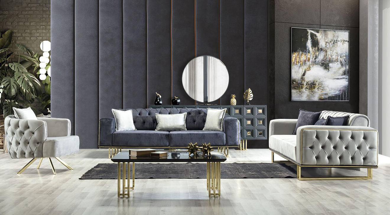 Gold Life Metal Leg Sleeper Sofa Set