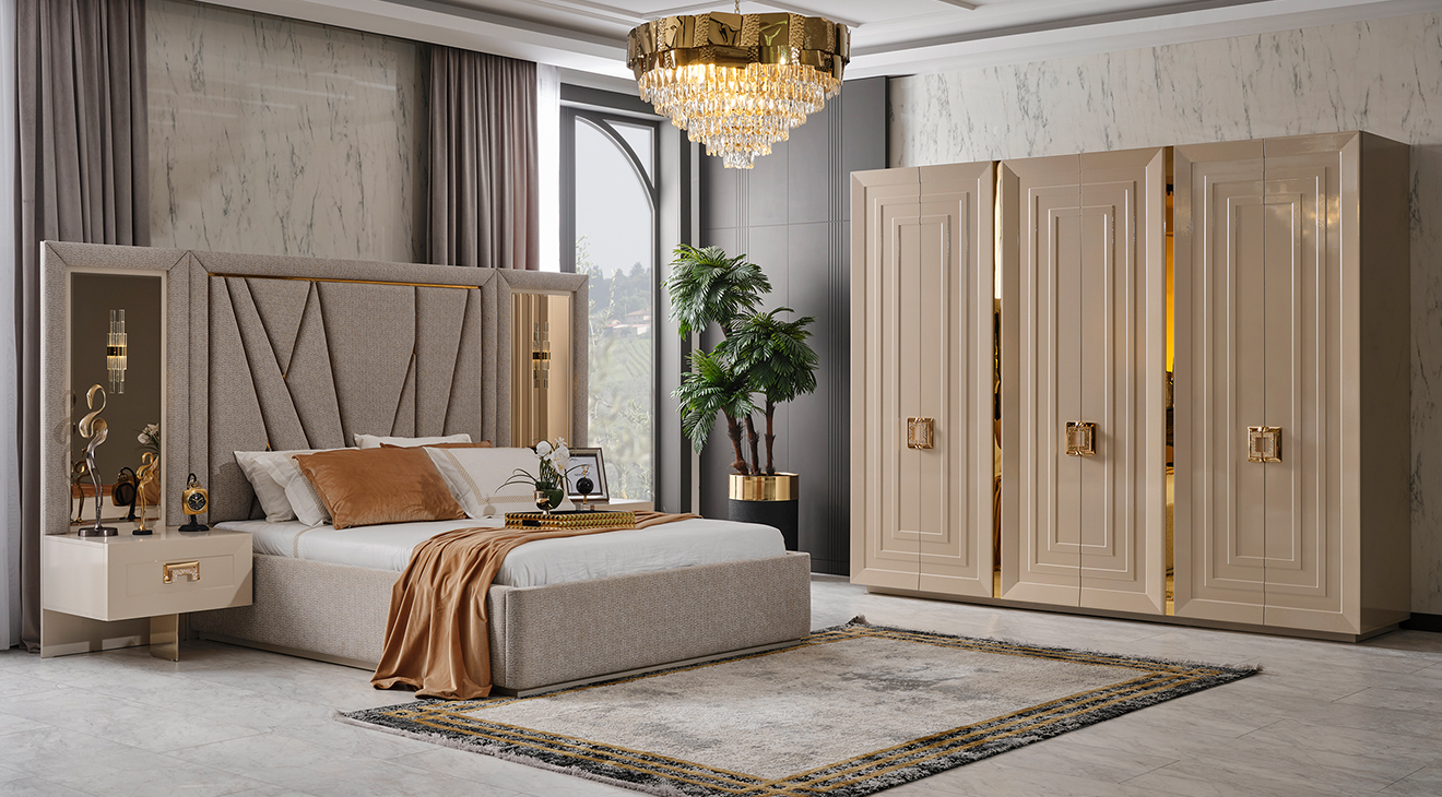 Grande 6-Door Moonstone Modern Bedroom Set