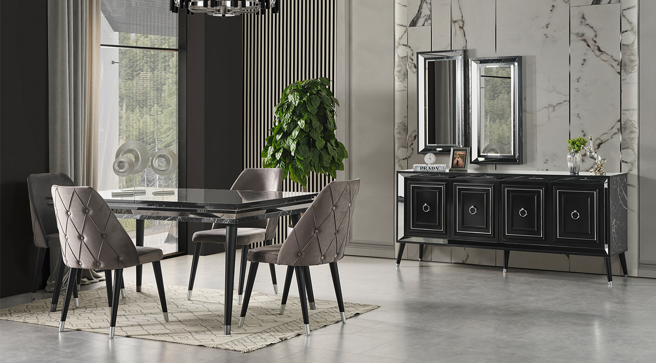 Granite Wooden Leg Dining Room Set