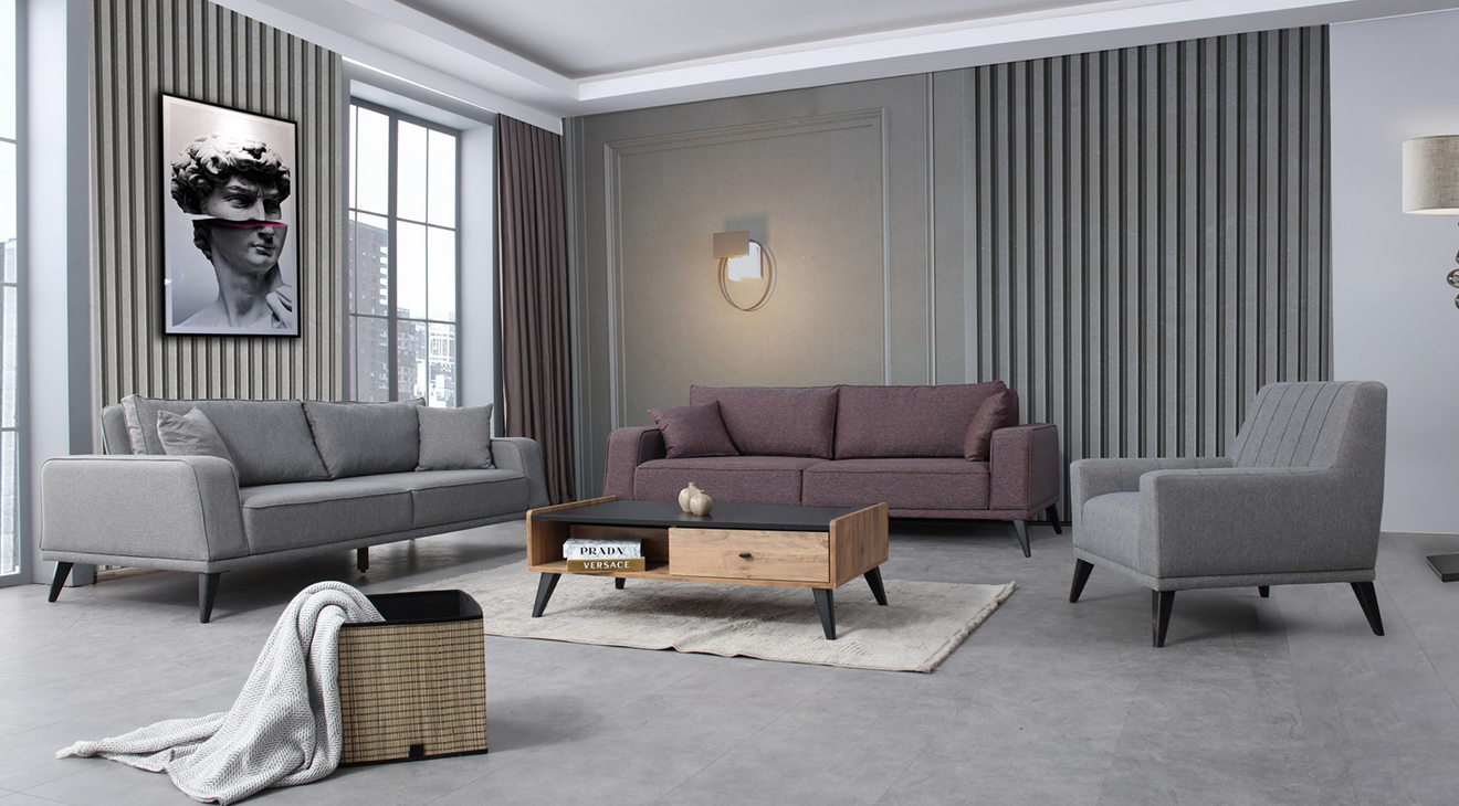 Grano Wooden Leg Sofa Set