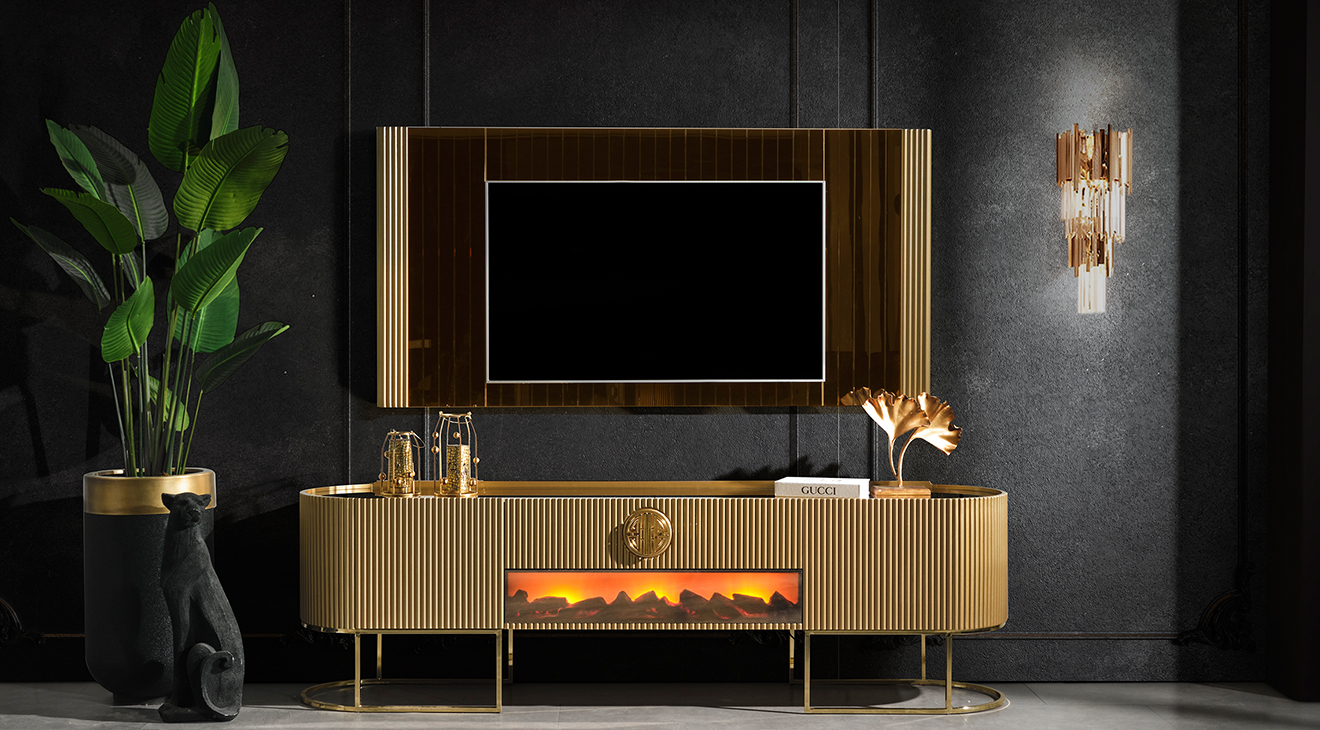 Gucci Golden Fireplace TV Unit