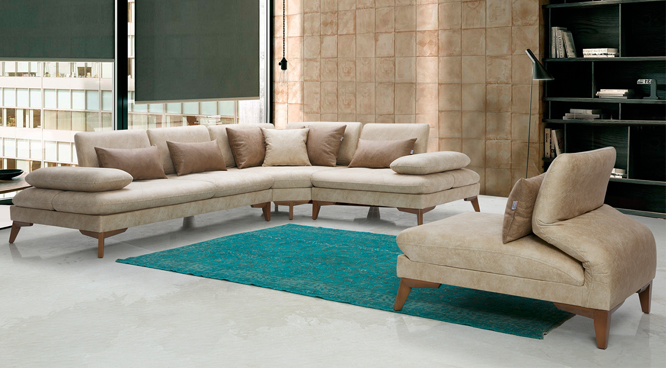 Gucci Cream Corner Sofa Set