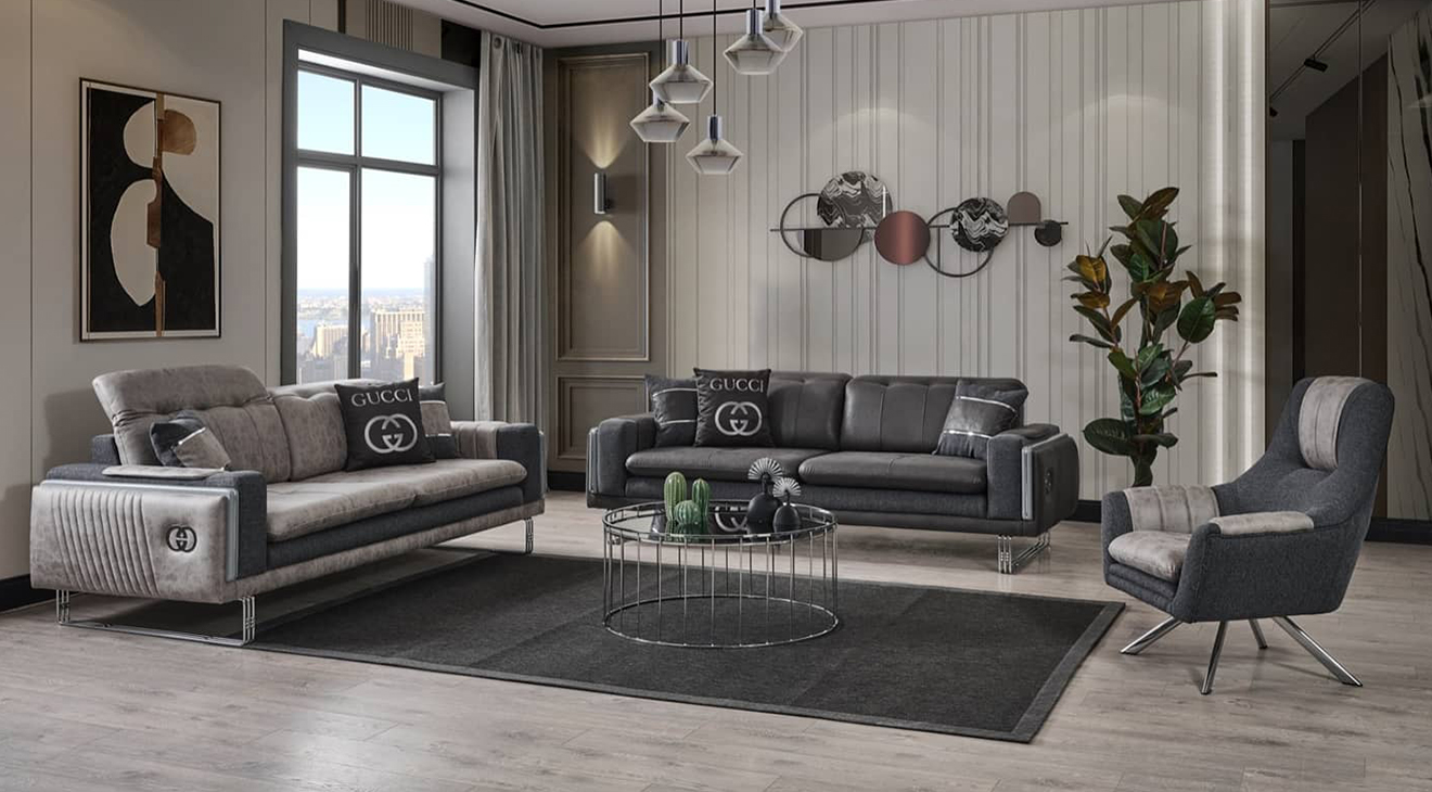 Gucci Metal Leg Sofa Set