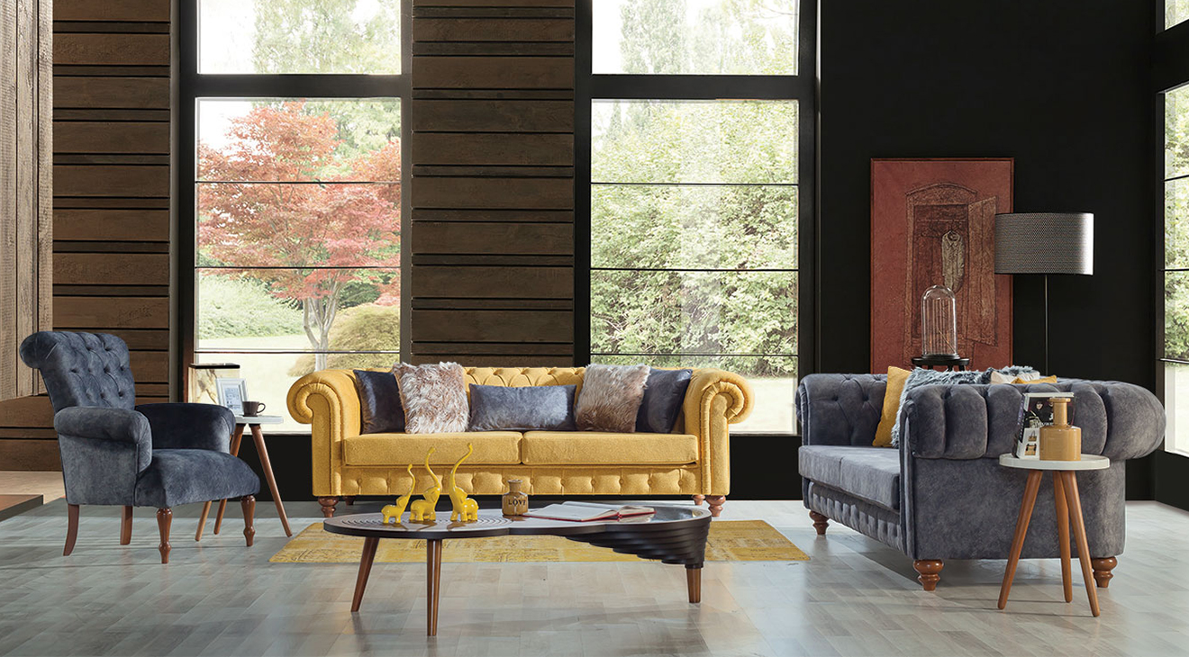 Silver Chester Sofa Set 1
