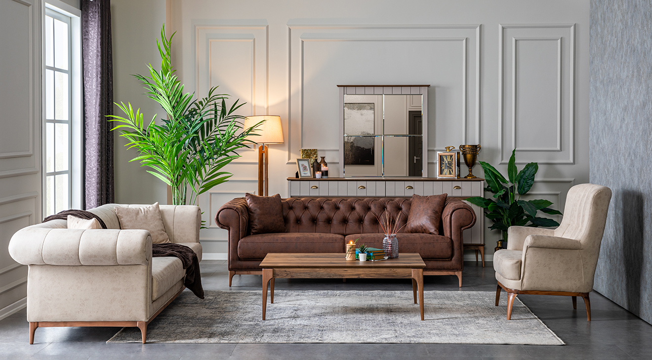 Gusto Wooden Leg Sofa Set