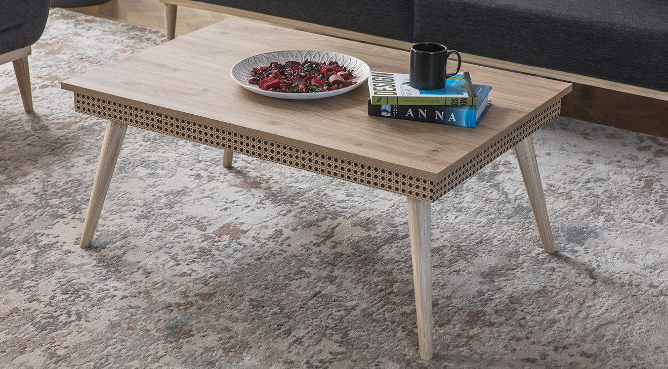 Hazeran Wooden Leg Coffee Table