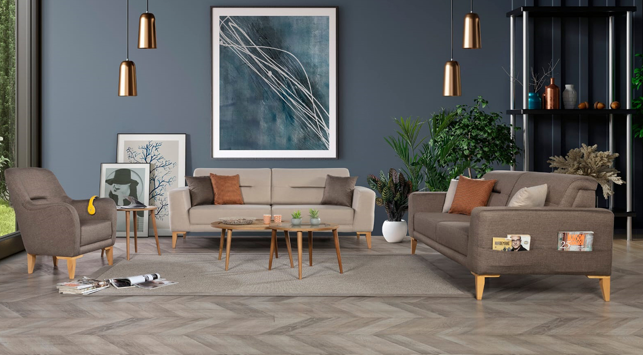June Wooden Leg Sofa Set