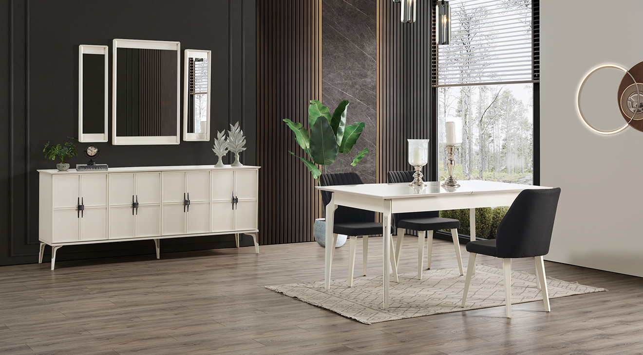 Hitit White Modern Dining Room Set