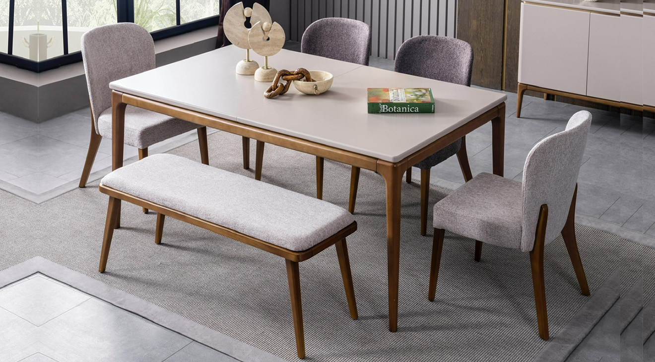 Modern Dining Room Set with Still Wooden Legs