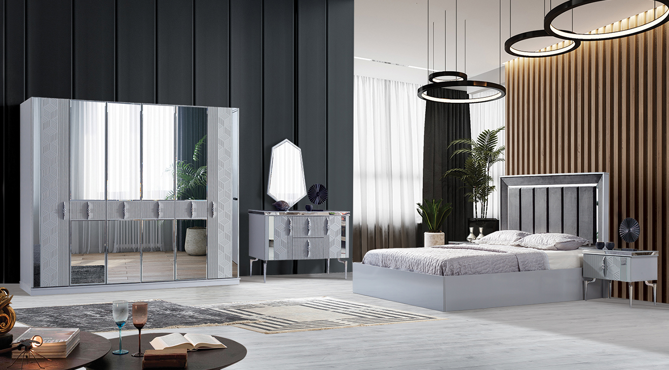 Impala 6 Doors Metal Leg Bedroom Set