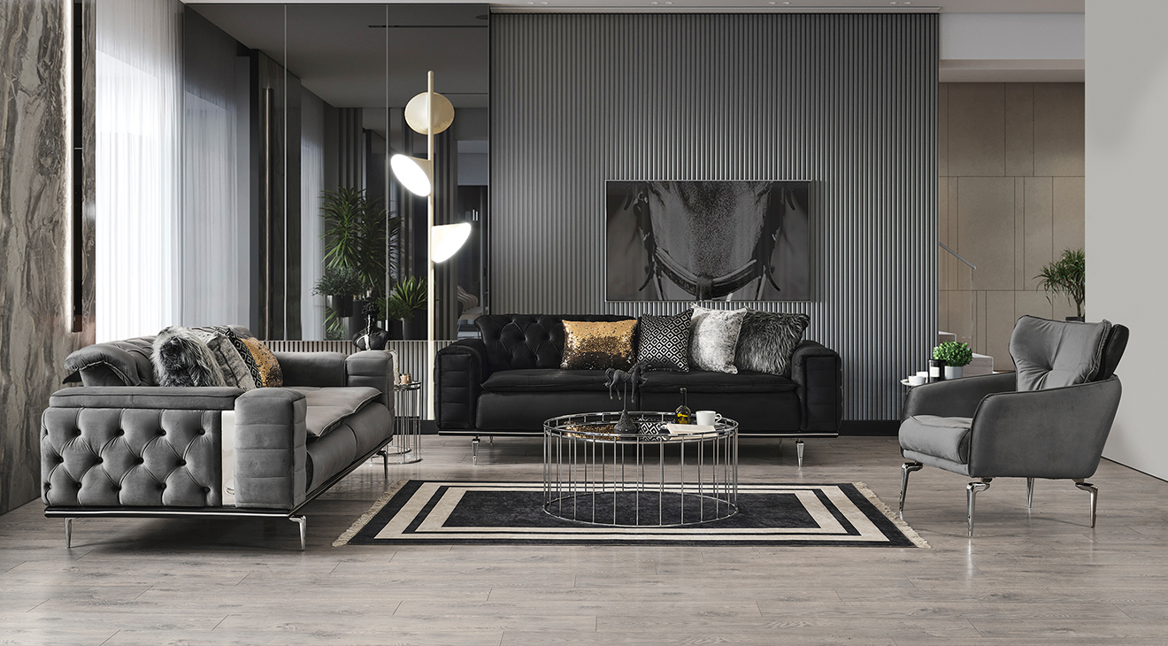 İtalya Metal Leg Sofa Set