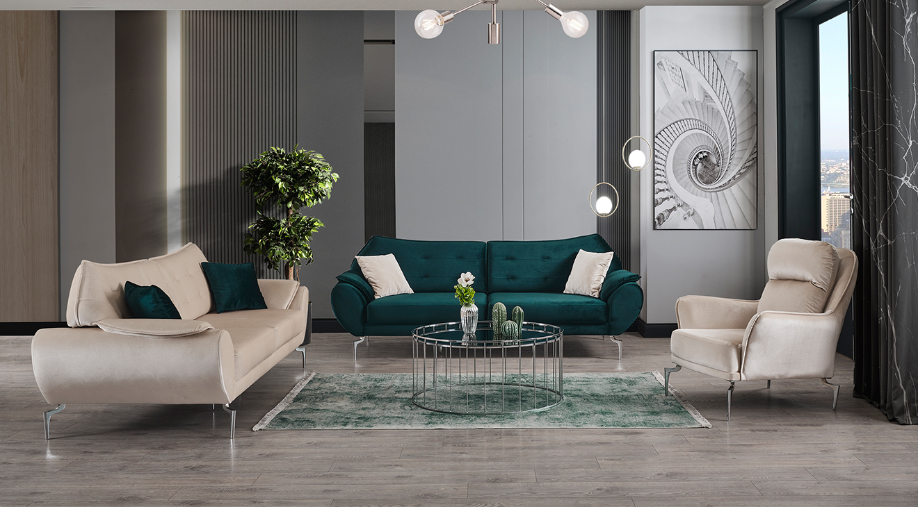 Kedi Metal Leg Sofa Set