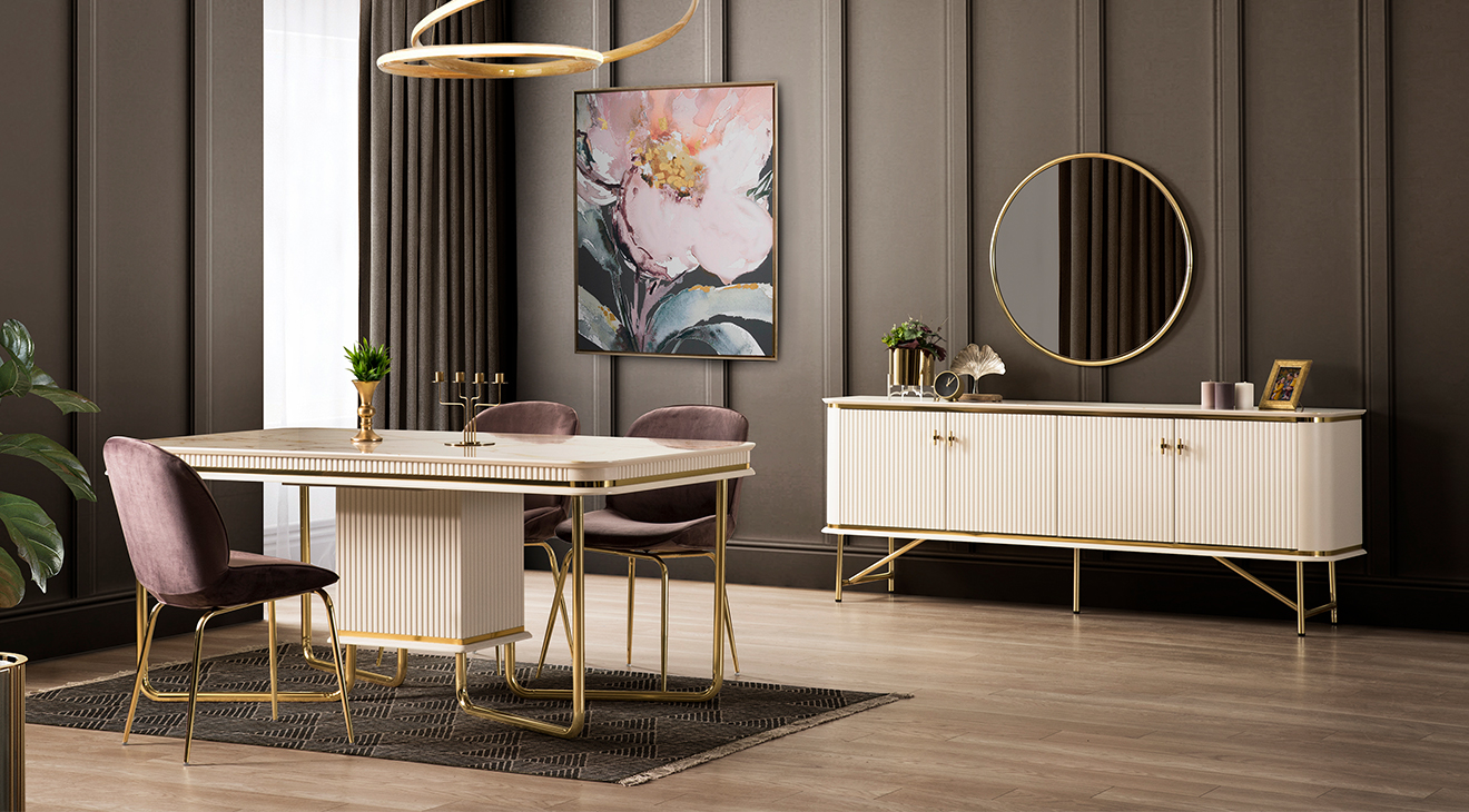 Keps Metal Leg Dining Room Set