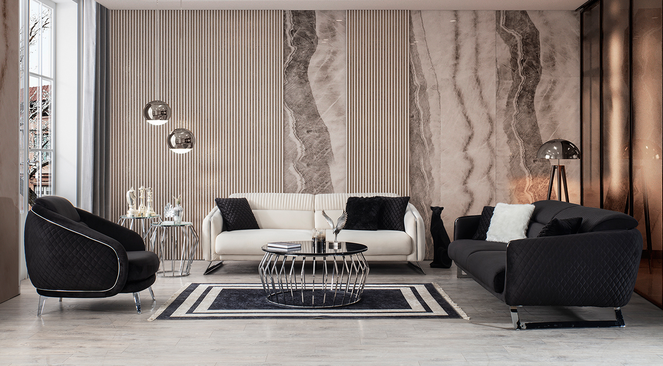 Kristal Metal Leg Sofa Set