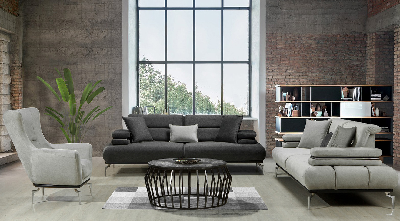 Lida Metal Leg Sofa Set
