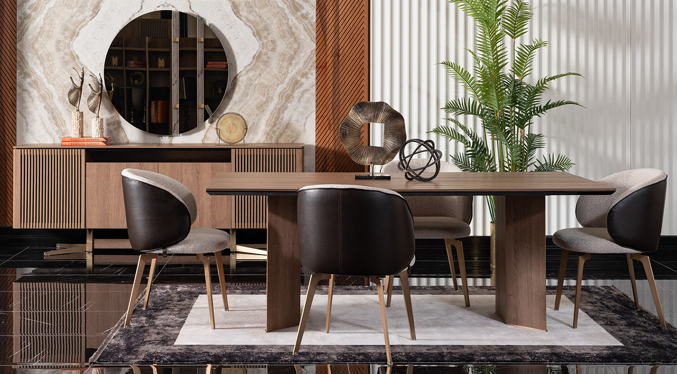 Lizbon Walnut Dining Room Set