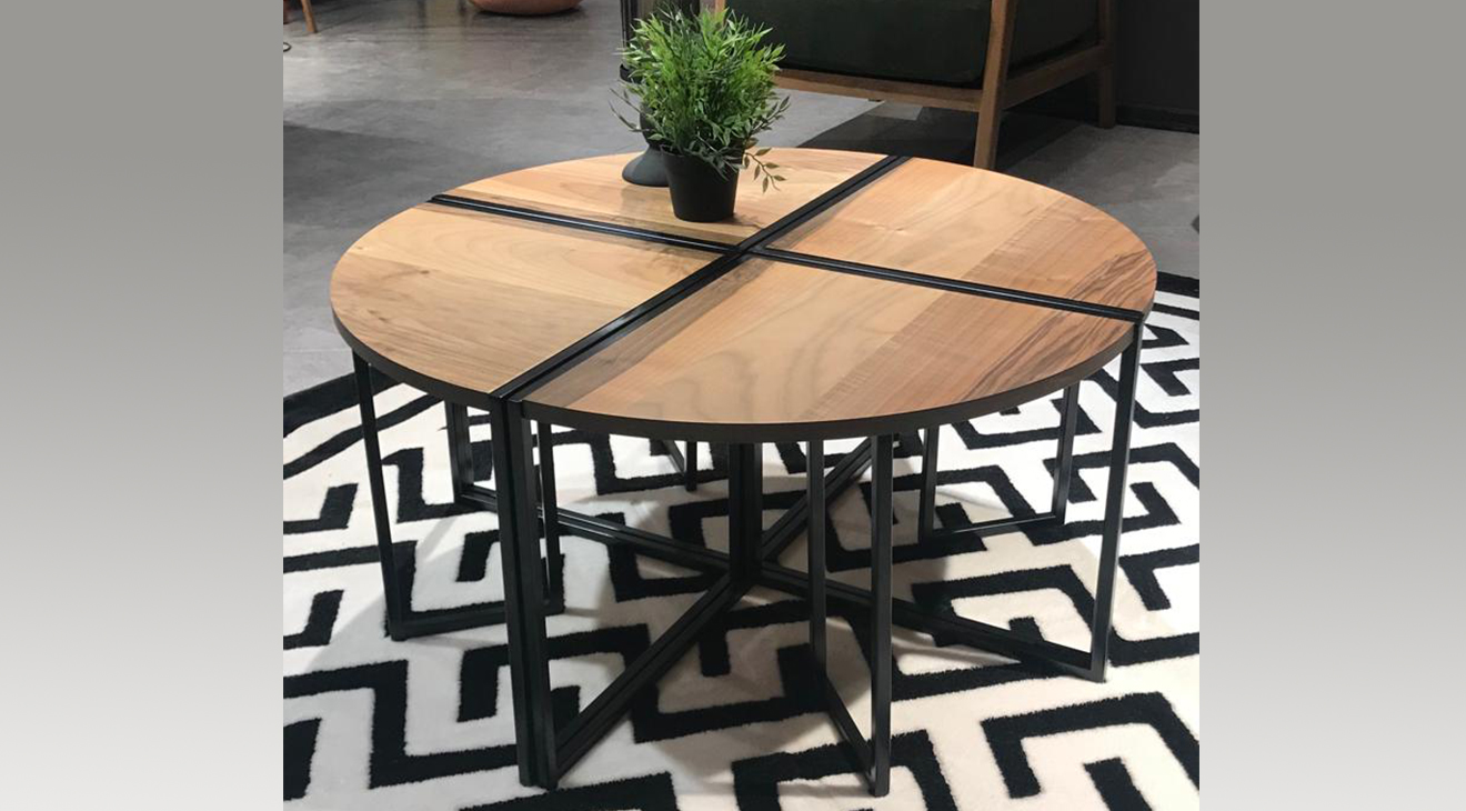 Lotus Black Metal Leg Center Table