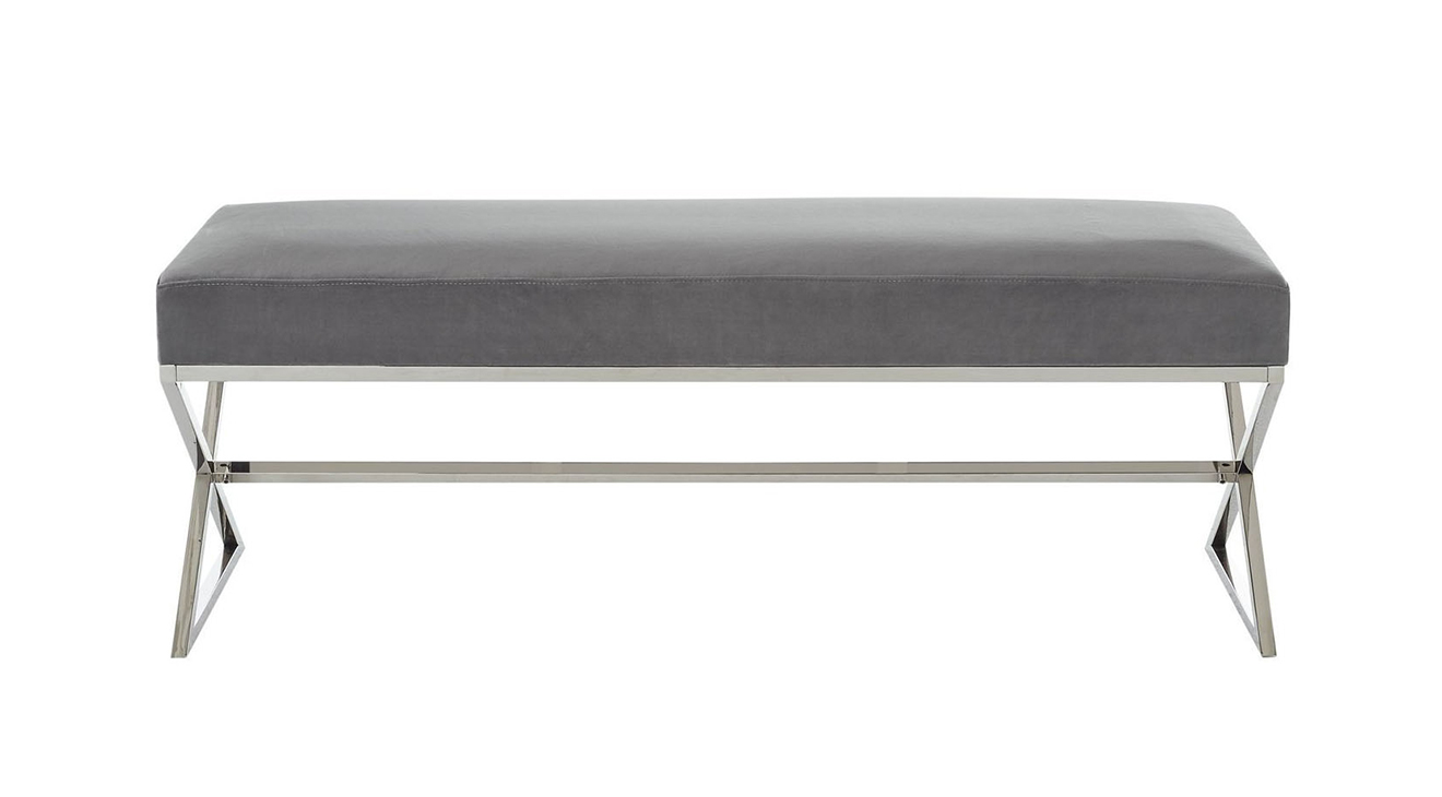 Luxury Gümüş Metal Ayaklı Bench (Antrasit)