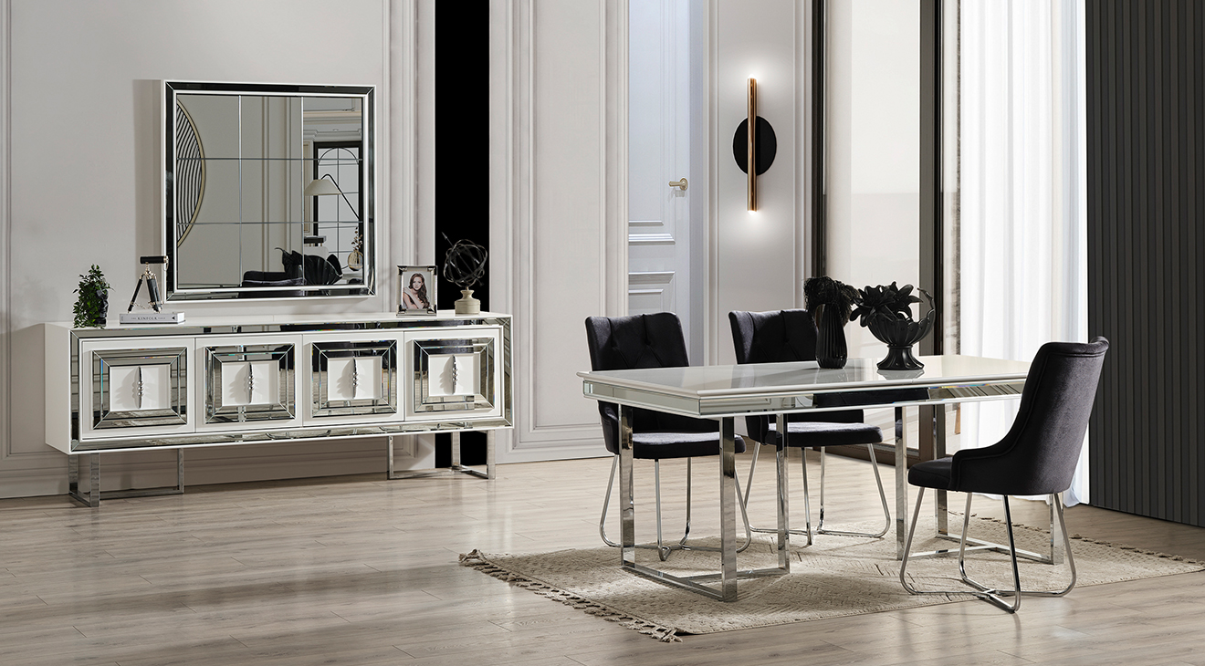 Maldiv Metal Leg Dining Room Set