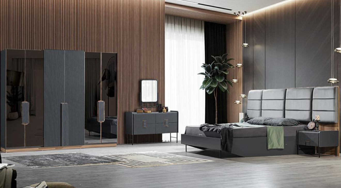 Maserati Anthracite 6 Door Bedroom Set