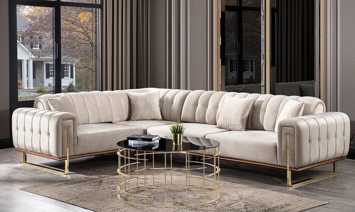 Metal Leg Tema Corner Sofa Set