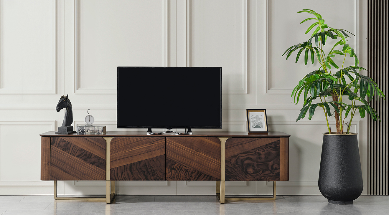 Meyra Gold Metal Leg Tv Unit