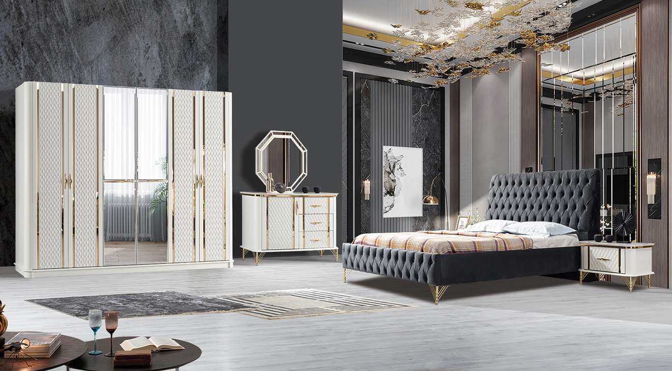 Milano Moonstone 6 Door Bedroom Set