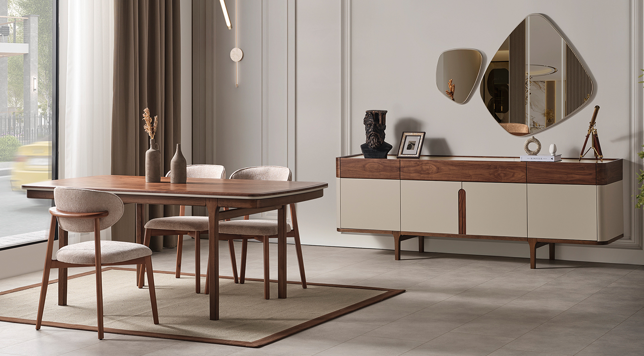 Mirabella Wooden Leg Modern Dining Room Set