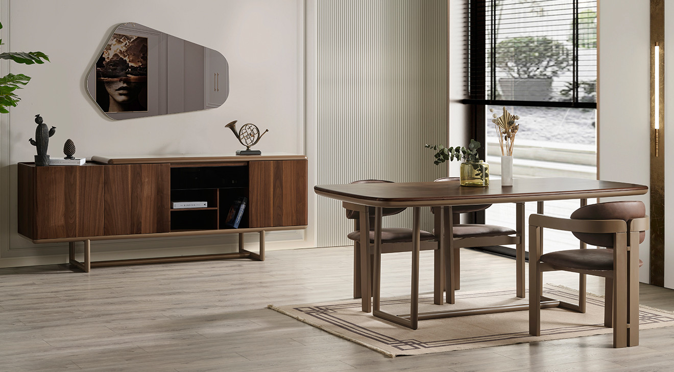 Mozart Wooden Legs Modern Dining Room Set