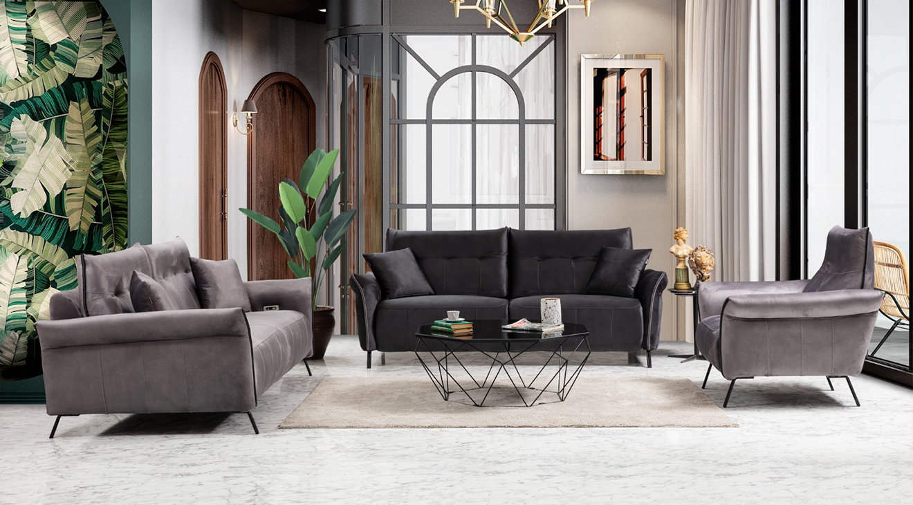 Mozart USB Metal Leg Sofa Set