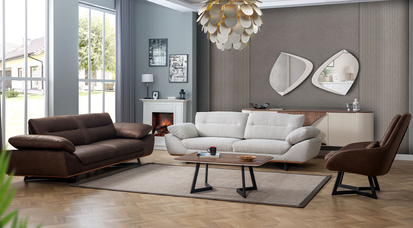 Napoli Black Metal Leg Sofa Set