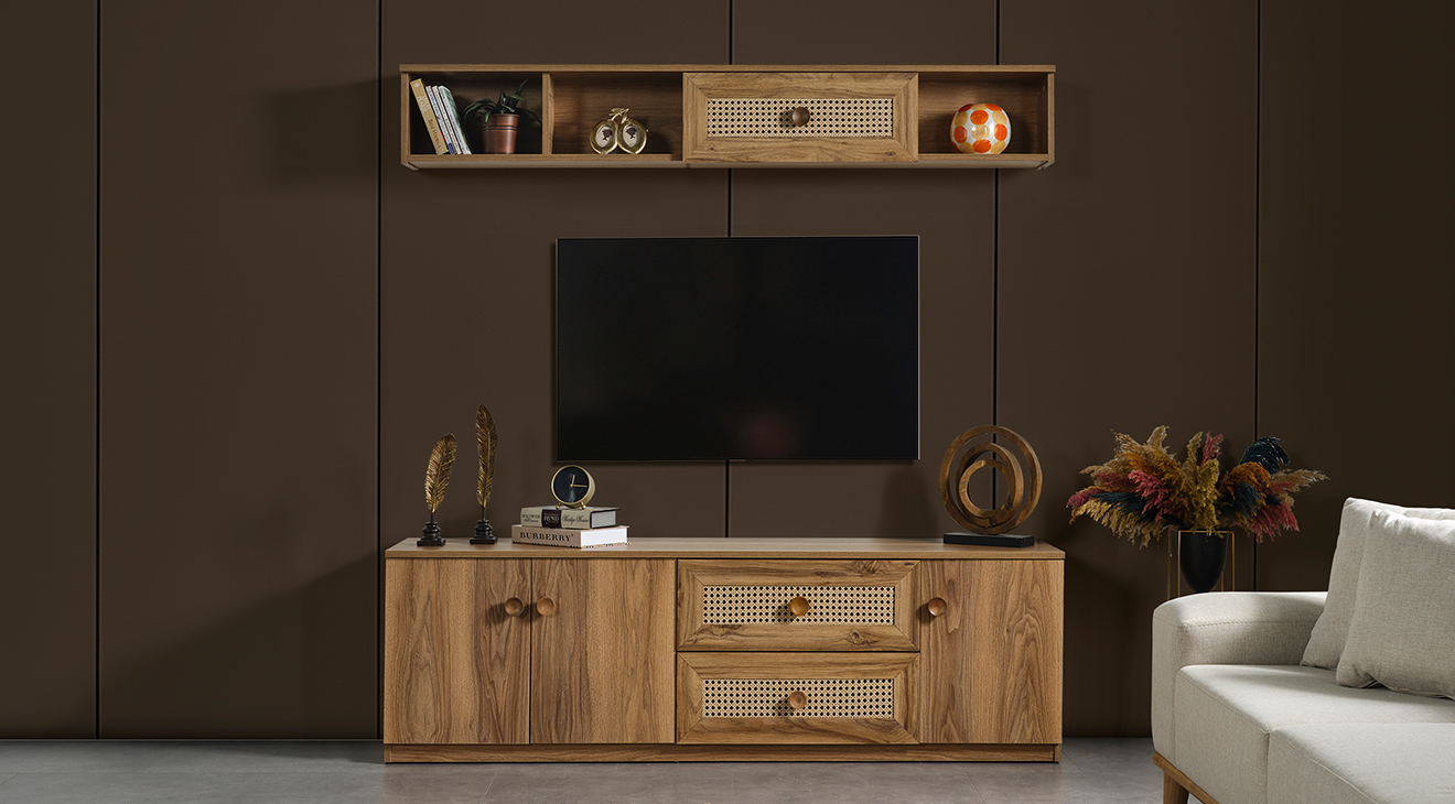 New Bohemian Walnut Tv Unit