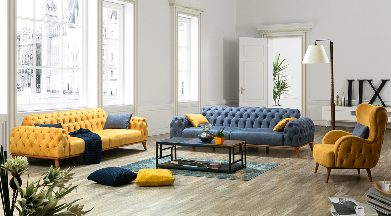 New City Modern Chester Sofa Set