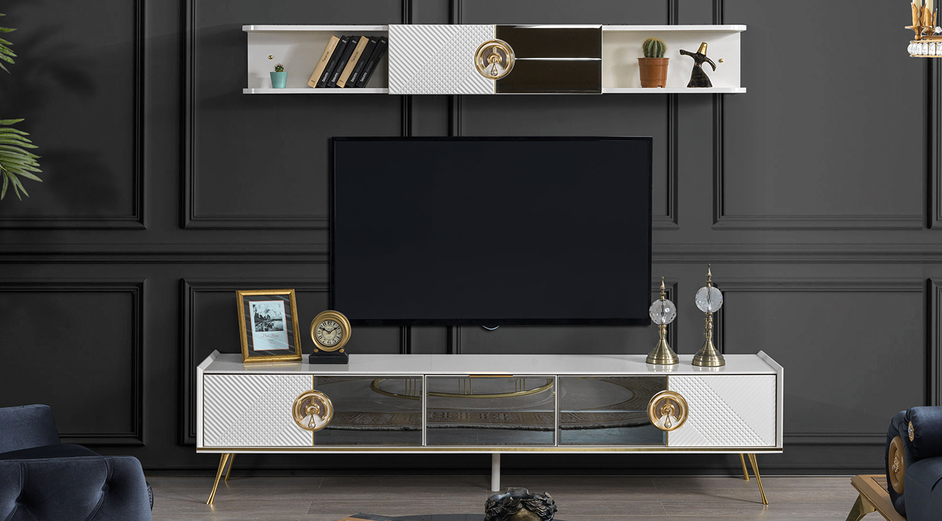 Nil Gold Metal Leg Tv Unit