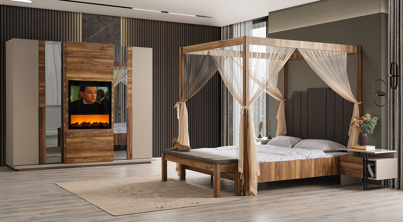 Nirvana Fireplace Bedroom Set