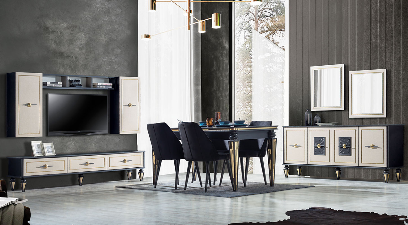 Oddo Marble Patterned Dining Room Set