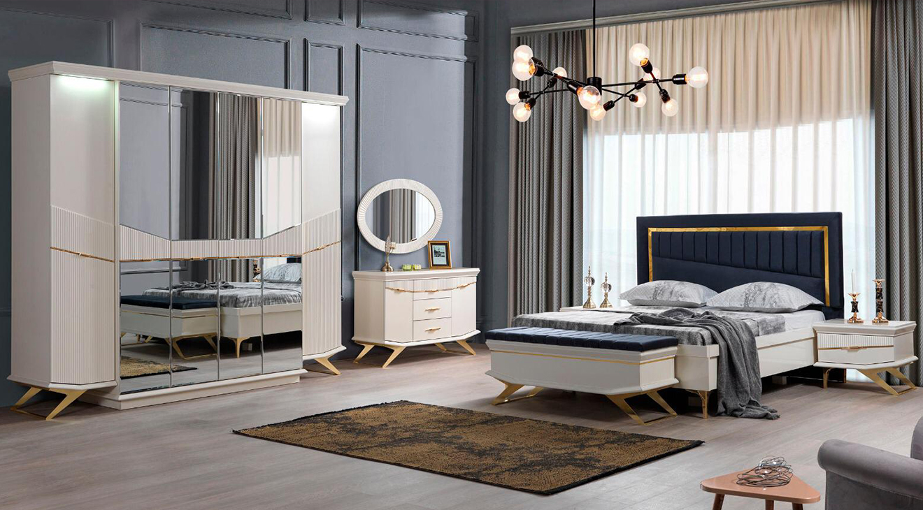 Olivia Moonstone 6 Door Bedroom Set