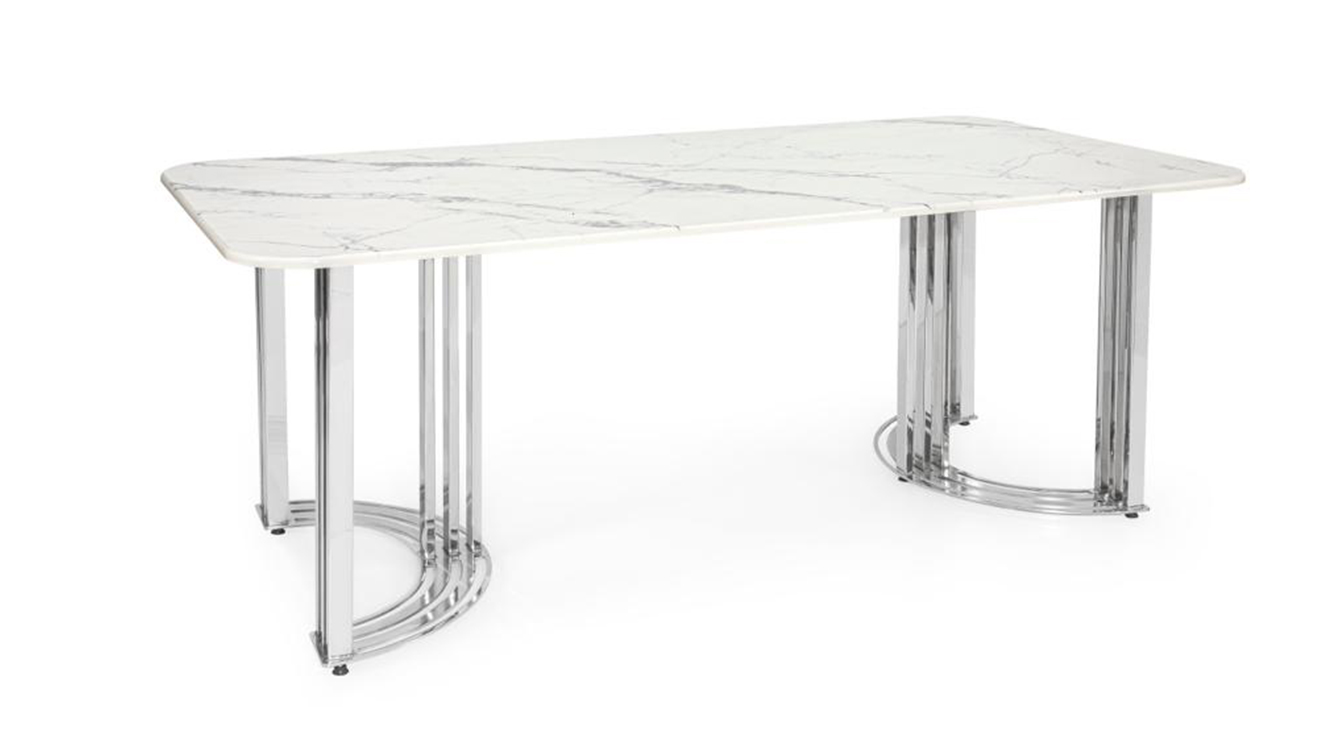 Olivia Silver Metal Leg Table