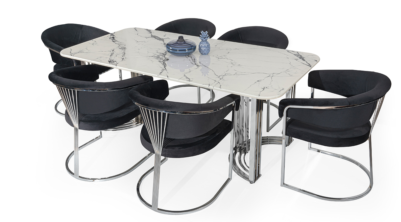Olivia Silver Metal Leg Table