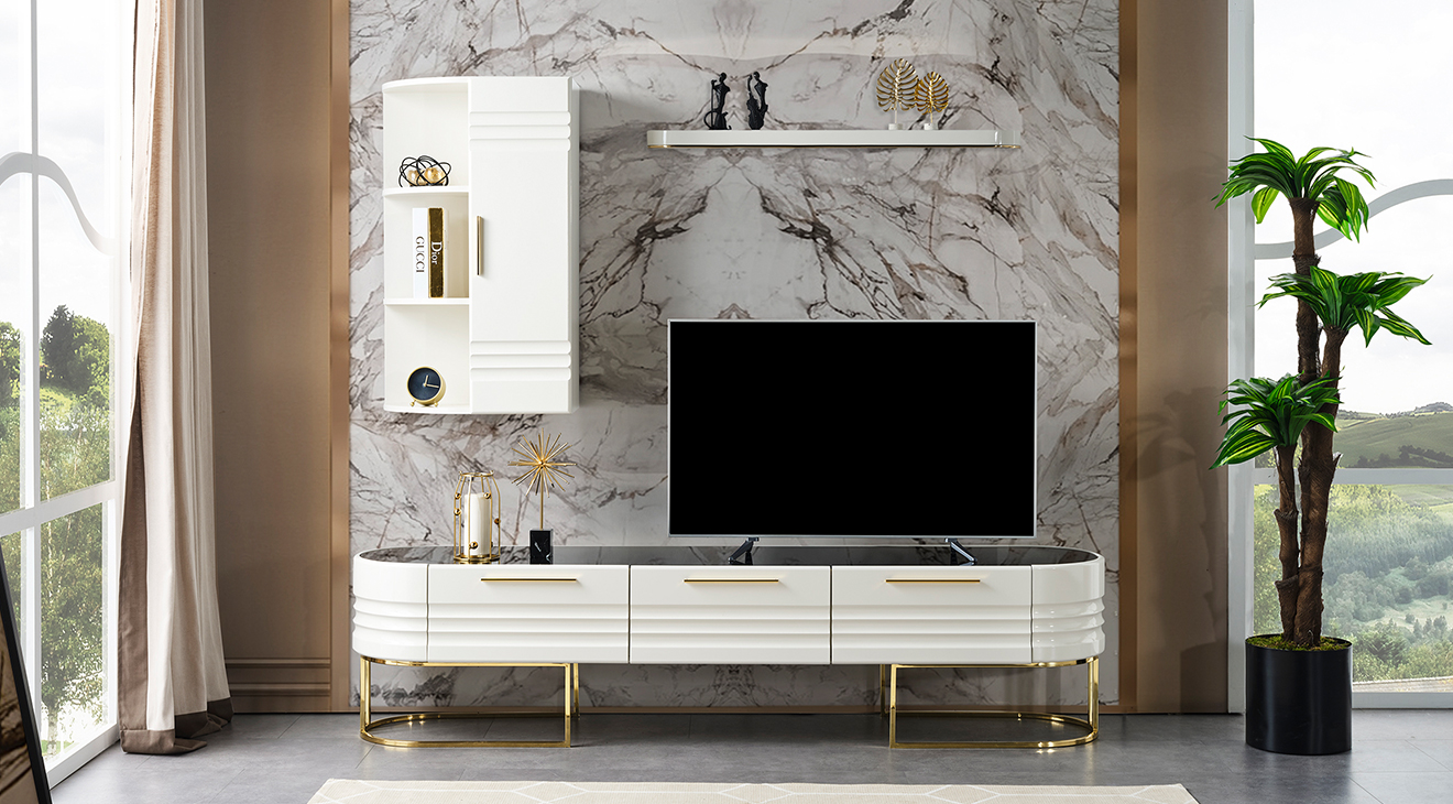 Orion Gold Metal Leg Tv Unit